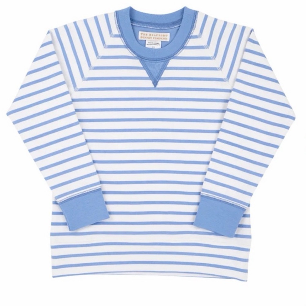 The Beaufort Bonnet Company Blue and White Crewneck sweater Barbados Blue Unisex